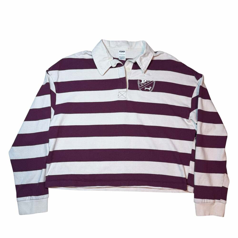 Victoria's Secret PINK Striped Cropped Rugby Shirt Size S
